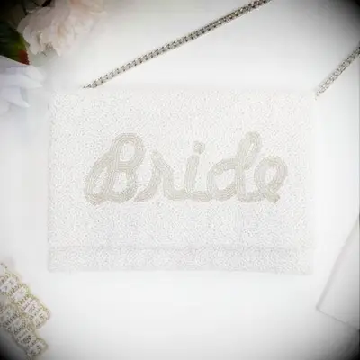 Beaded bride clutch gift from mother to bride