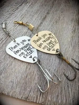 Custom fishing lure gift idea for father of the groom.