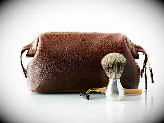 Monogrammed leather dopp kit father-of-the-groom gift