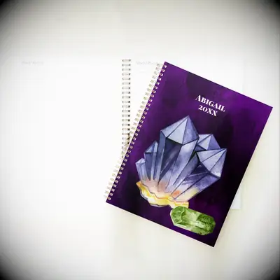 Purple planner with beryl design on cover