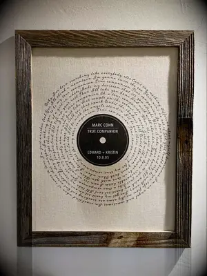 Retro music-inspired artwork with your choice of song lyrics