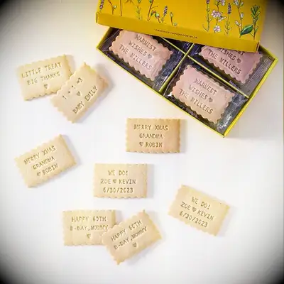 Shortbread cookies personalized with messages