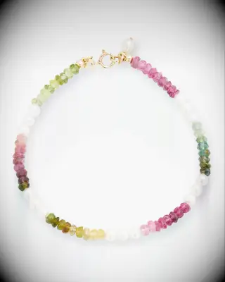 Tourmaline and freshwater pearl bracelet 