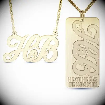 Personalized initial and dog tag couples necklaces