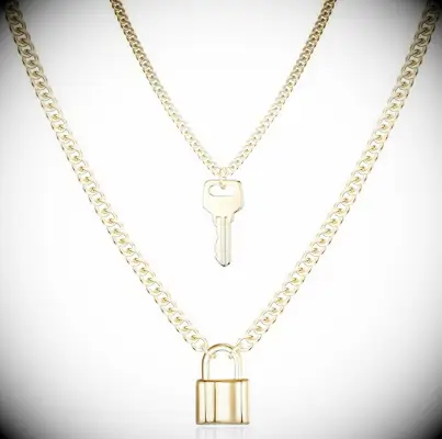 Lock and key matching couples necklaces