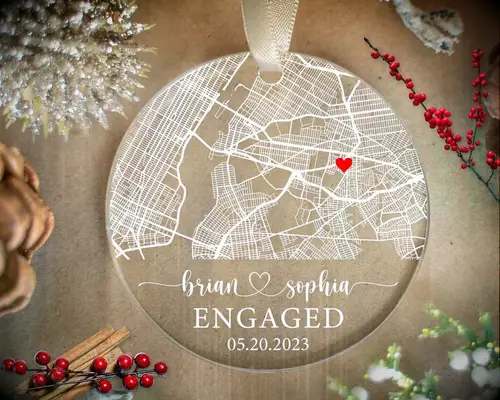 Engagement map ornament gift for sister