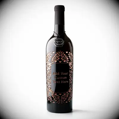 Engraved bottle of wine engagement gift for sister