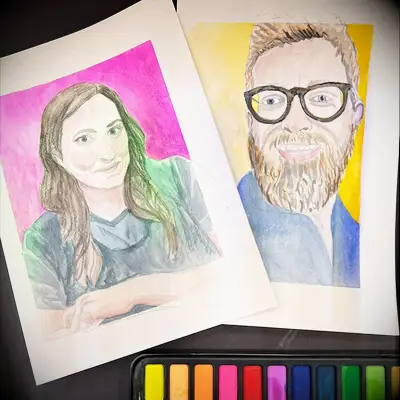 Virtual couples portrait painting class holiday gift for husband