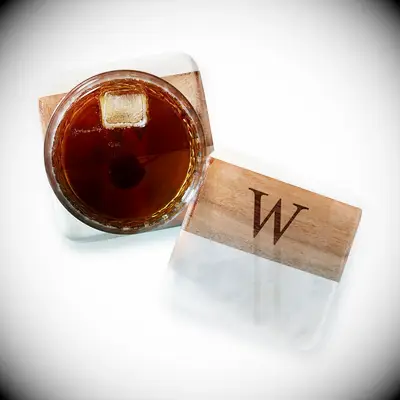 Wood and marble coasters