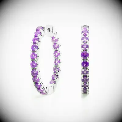 Amethyst hoop earrings