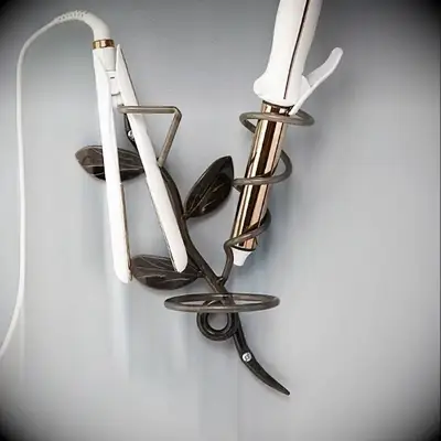 Metal hair tools holder for walls