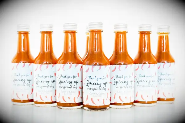 Mini hot sauce edible wedding favors 
