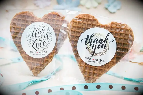 Heart stroopwafel cookie edible wedding favors
