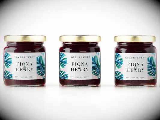 Personalized blueberry jam edible wedding favors