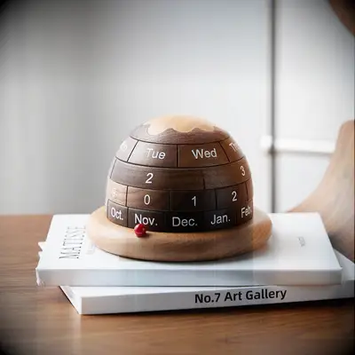 Wooden planet rotating calendar gift for boyfriend