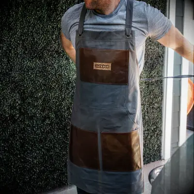 Personalized vegan leather bbq apron gift for son in law