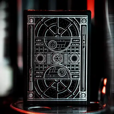 A Dark Side Star Wars deck of playing cards with silver illustrations from Walmart