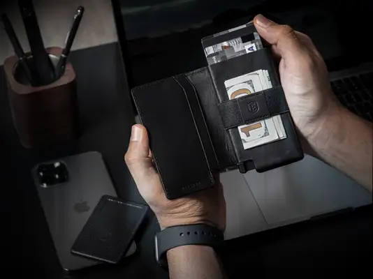 Ekster black leather smart wallet with quick card access gift for son-in-law