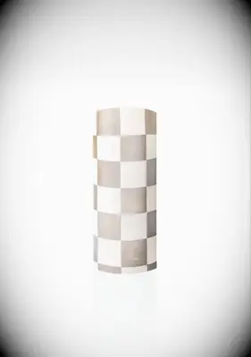 Checkered leather wrapped vase gift