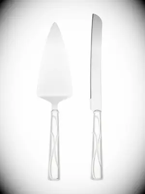 Silver cake knife and server classic bridal shower gift