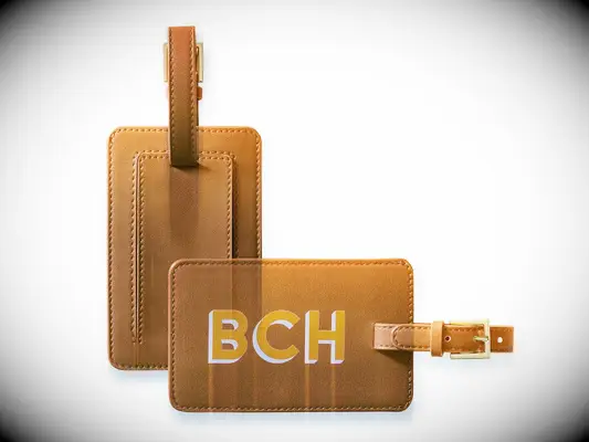 Personalized vegan leather luggage tag cheap bridal shower gift