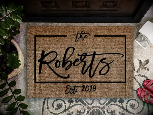 Personalized welcome mat bridal shower gift