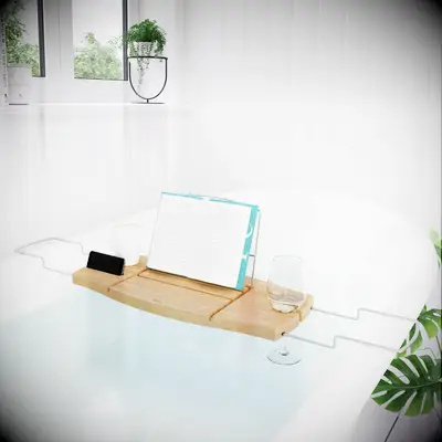 Bamboo bath caddy bridal shower gift