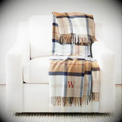 Monogrammed throw blanket bridal shower gift