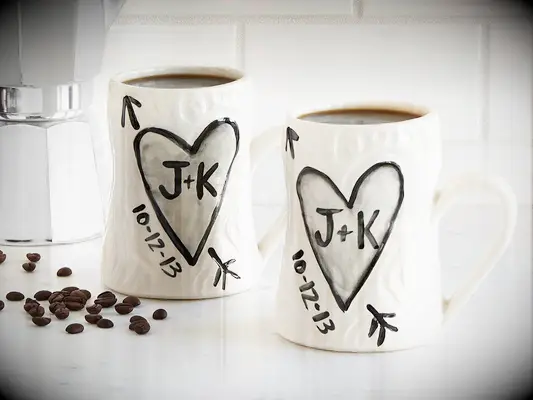 Uncommon Goods personalized porcelain mug set bridal shower gift