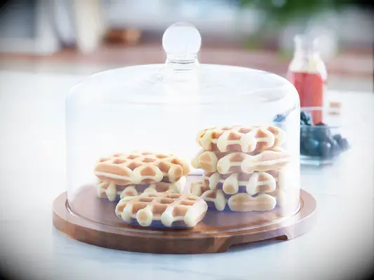 Wood serving plate with glass domed top bridal shower gift