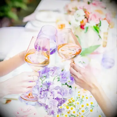 Tinted wine glasses bridal shower gift