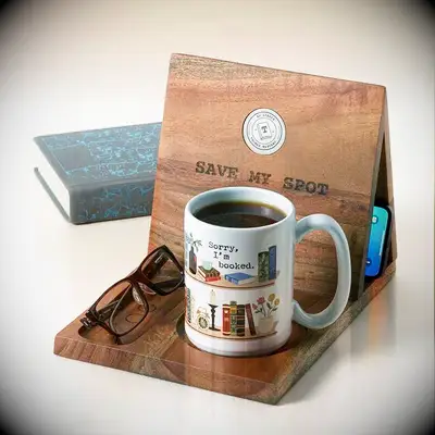 Wooden cup and phone holder