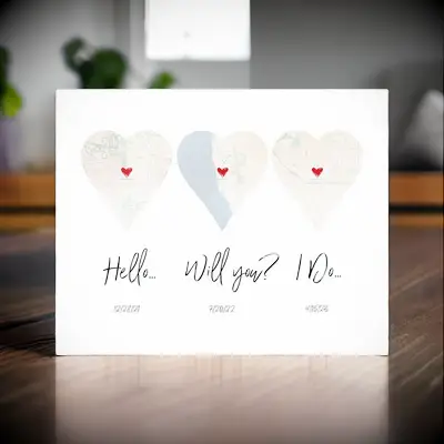 Milestone map art wedding gift for bride