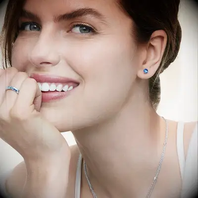 Solitaire sapphire stud earrings wedding gift for bride