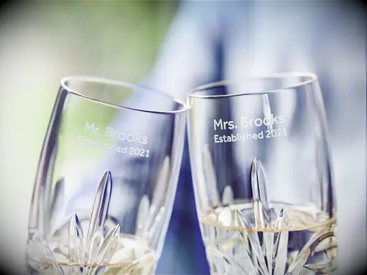 Custom engraved champagne flutes good wedding gift for wife