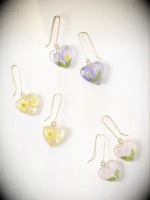 Birth flower heart earrings jewelry gift for bride