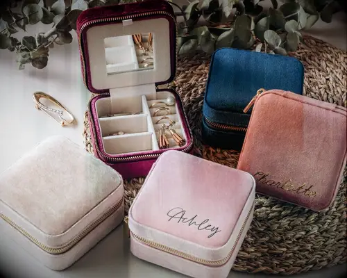 Personalized travel jewelry box