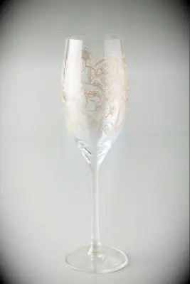 Gold etched floral champagne flutes wedding gift for coworker
