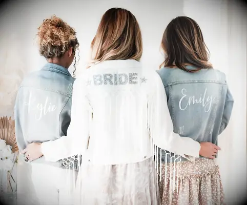 Denim bridesmaid jacket proposal gift
