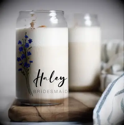 Customized cold brew glasses bridesmaid proposal gift