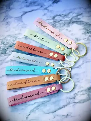 Leatherette key chain bridesmaid proposal gift