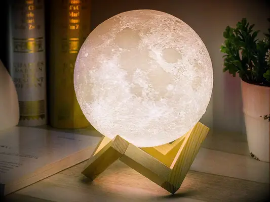  Moon lamp on wooden stand just because gift