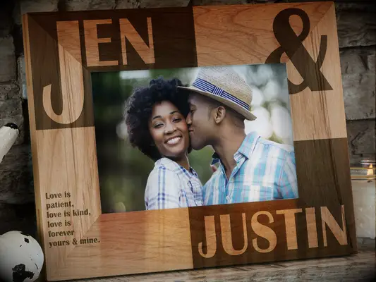 Personalized wooden photo frame just because gift for wife or husband