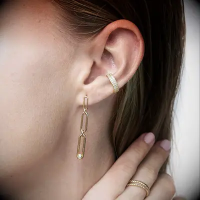 Gold vermeil paperclip drop earring traditional one-year anniversary gift