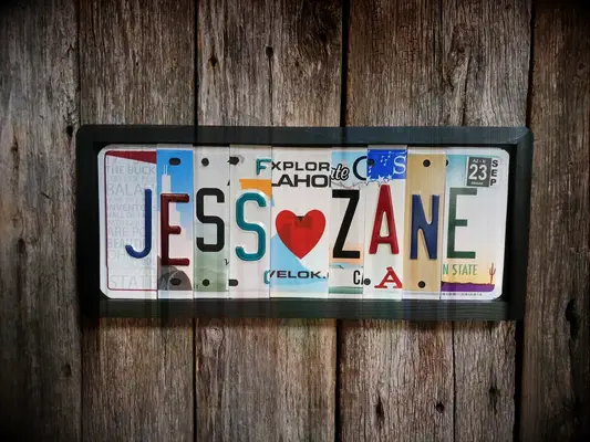 Custom license plate sign tin anniversary gift