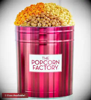 assortment of flavored popcorn tin anniversary gift