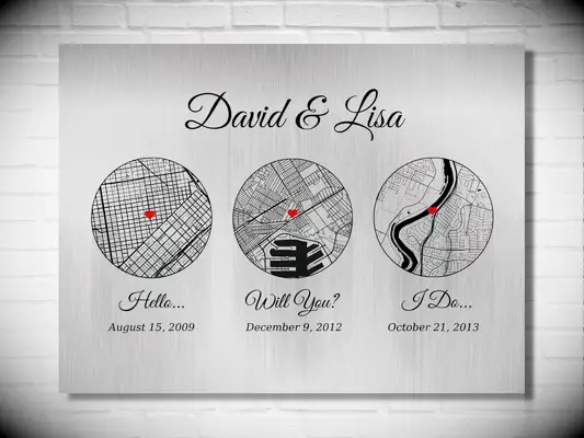 couples location milestones map tin anniversary gift