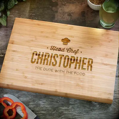 Bamboo cutting board anniversary gift for husband