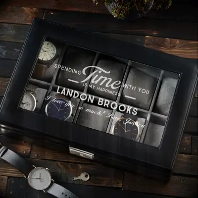 Personalized watch box anniversary gift for husband