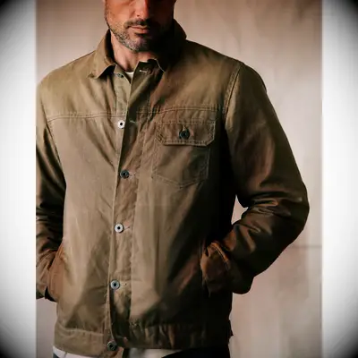Huckberry waxed trucker jacket anniversary gift for husband